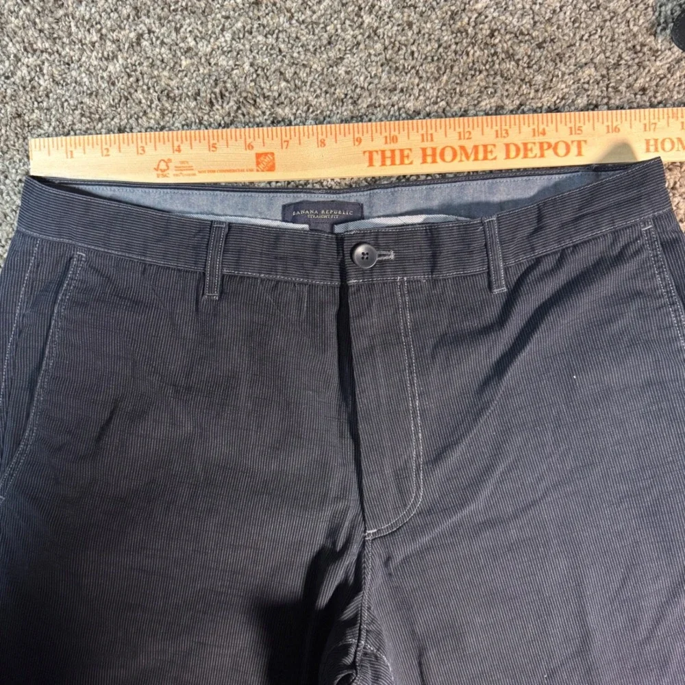 Banana Republic Mens 34x32 Straight Fit Navy Micro Stripe Cotton Chino Pants - Picture 3 of 10